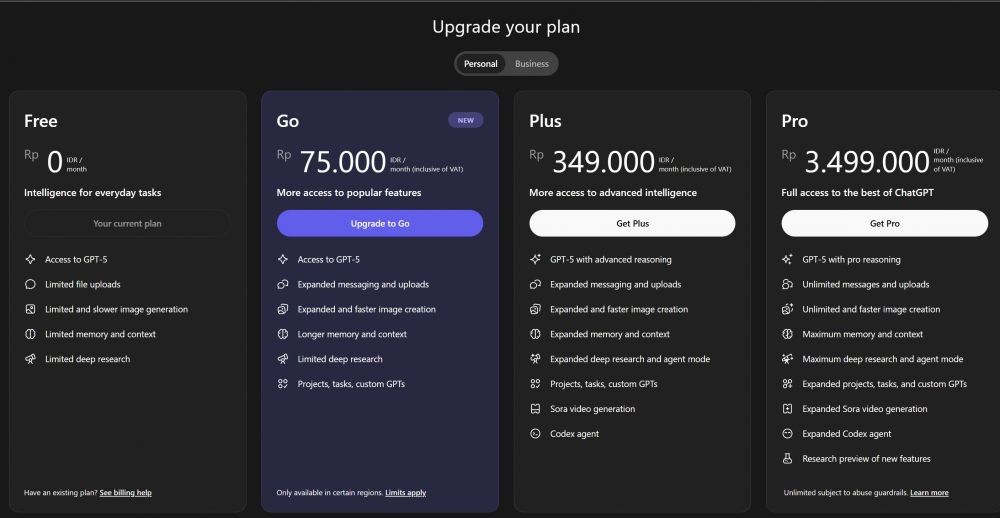Worth it kah untuk langganan ChatGPT Go Rp 75 ribu sebulan? Ini hitung-hitungannya yang lengkap