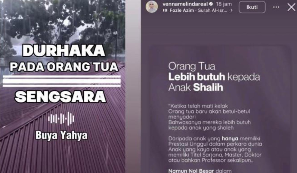 Postingan soal anak durhaka bikin heboh, Venna Melinda ngaku tak bermaksud nyindir, singgung soal ini