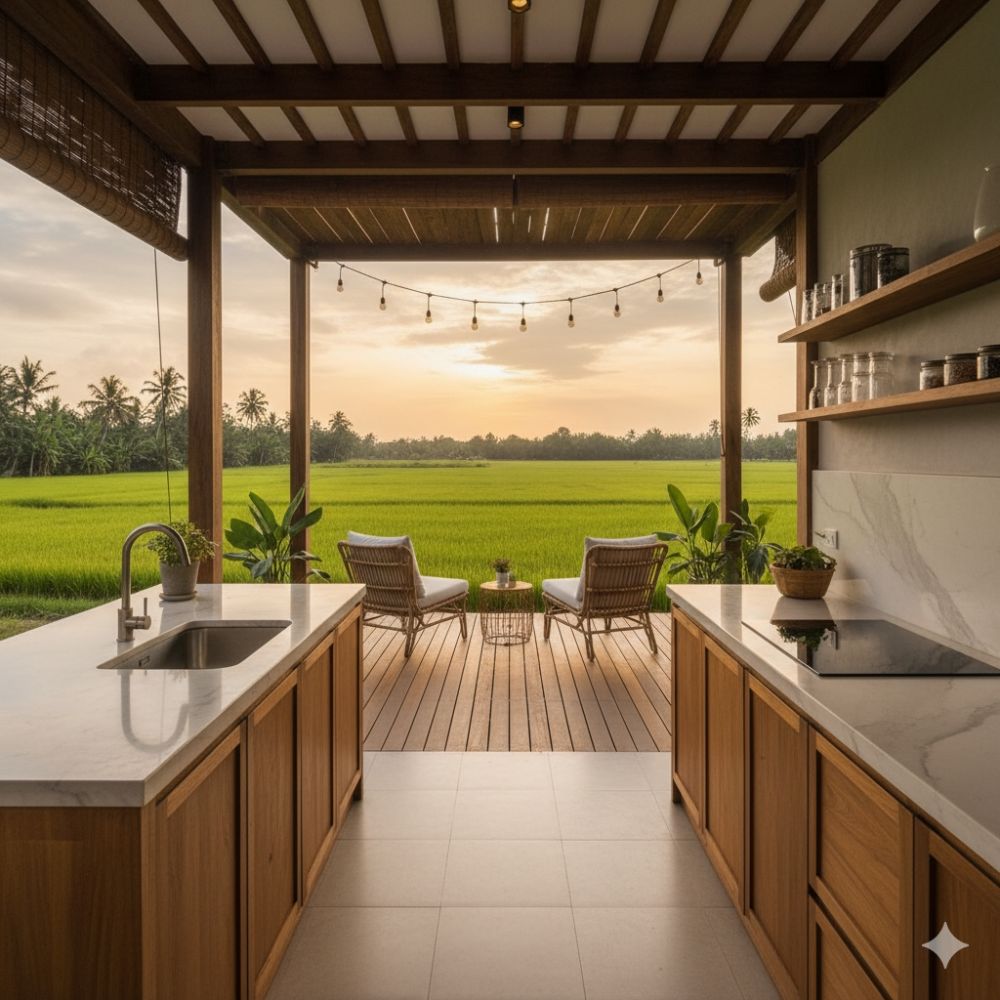 5 Ide desain dapur terbuka ala pedesaan modern, view sawah jadi healing spot