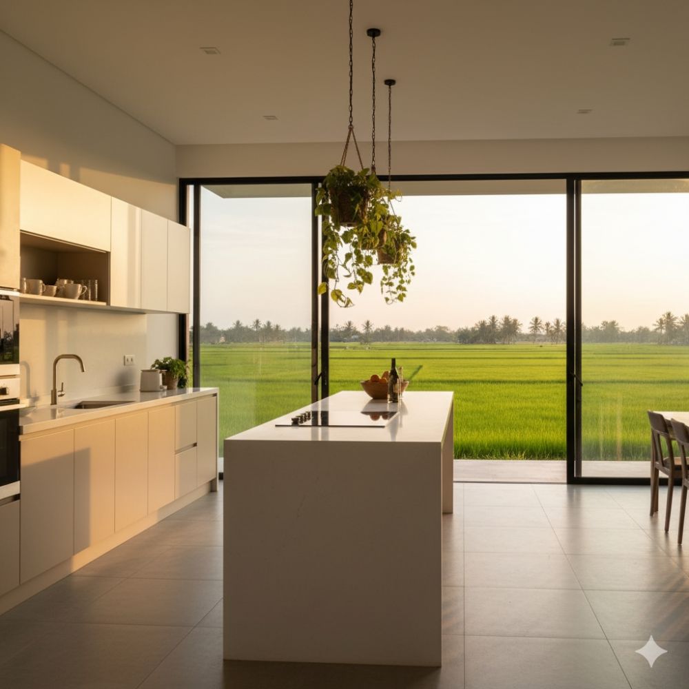 5 Ide desain dapur terbuka ala pedesaan modern, view sawah jadi healing spot