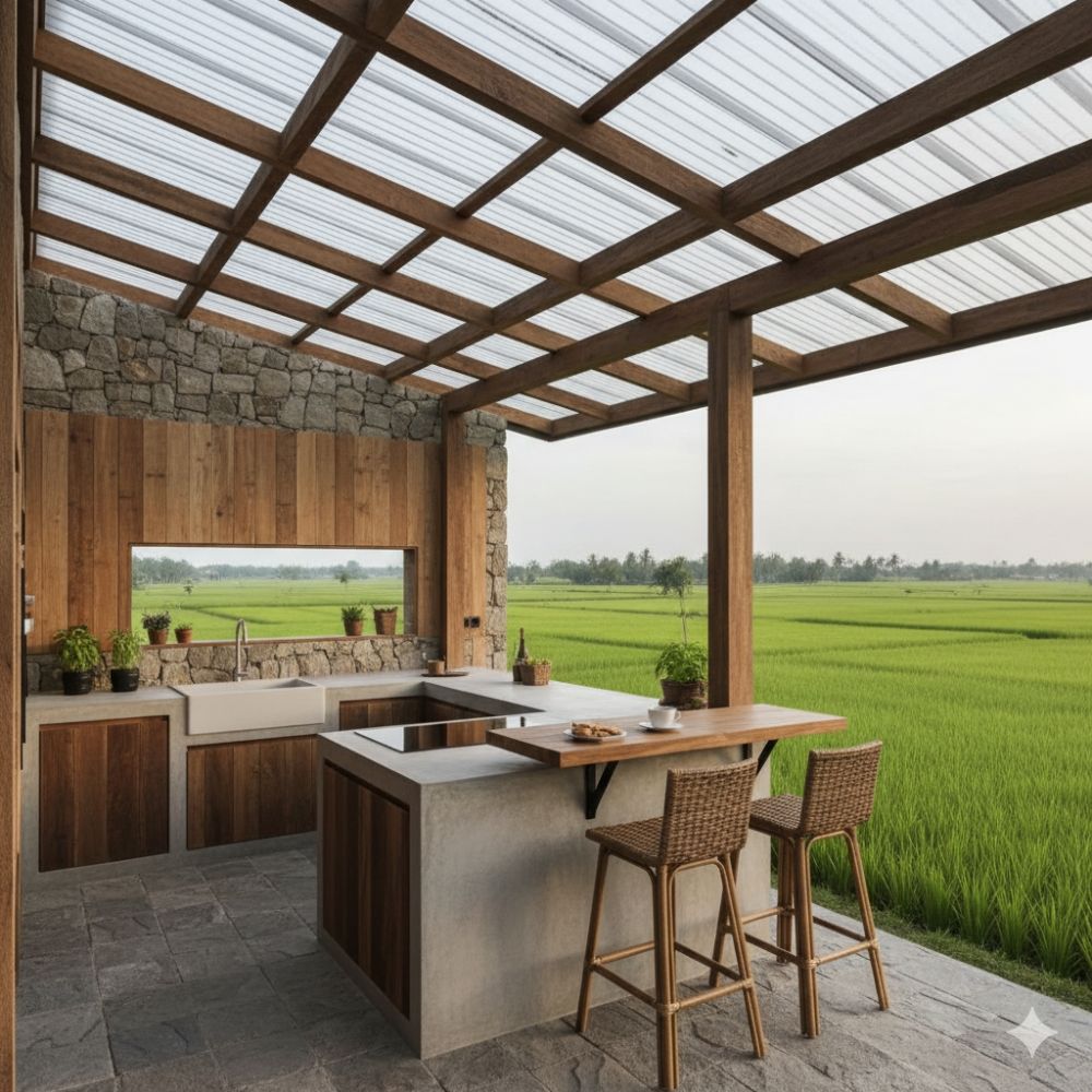 5 Ide desain dapur terbuka ala pedesaan modern, view sawah jadi healing spot