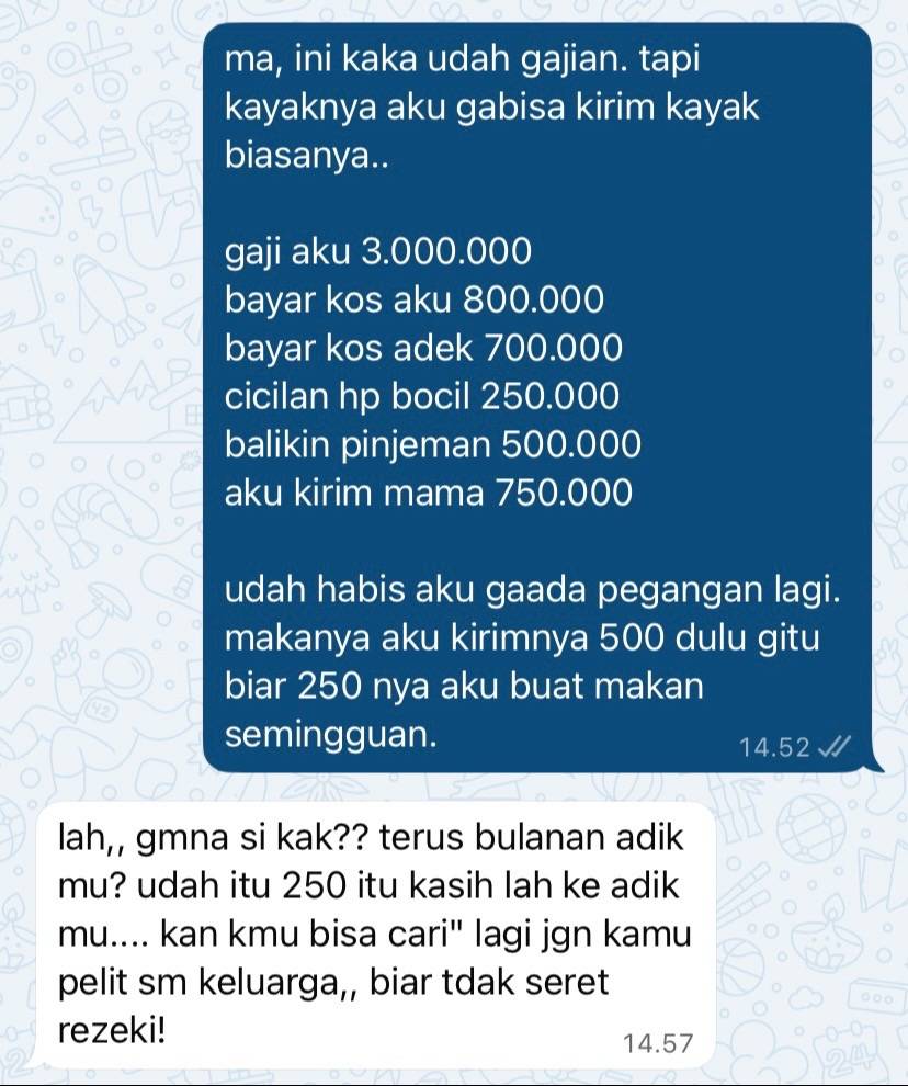 Jadi sandwich generation, wanita ini curhat beratnya beban, gaji Rp3 juta diminta ibunya semua