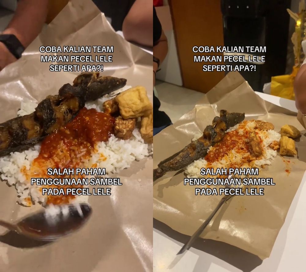Viral wanita debat cara makan pecel lele yang benar, pelanggaran table manner di dunia pecel lele