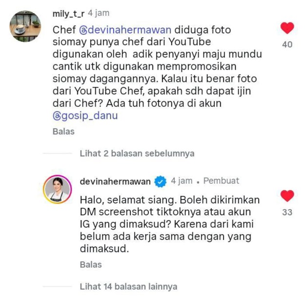 Tanggapan Devina MasterChef usai foto masakannya diduga dipakai jualan adik Syahrini, sebut tanpa izin