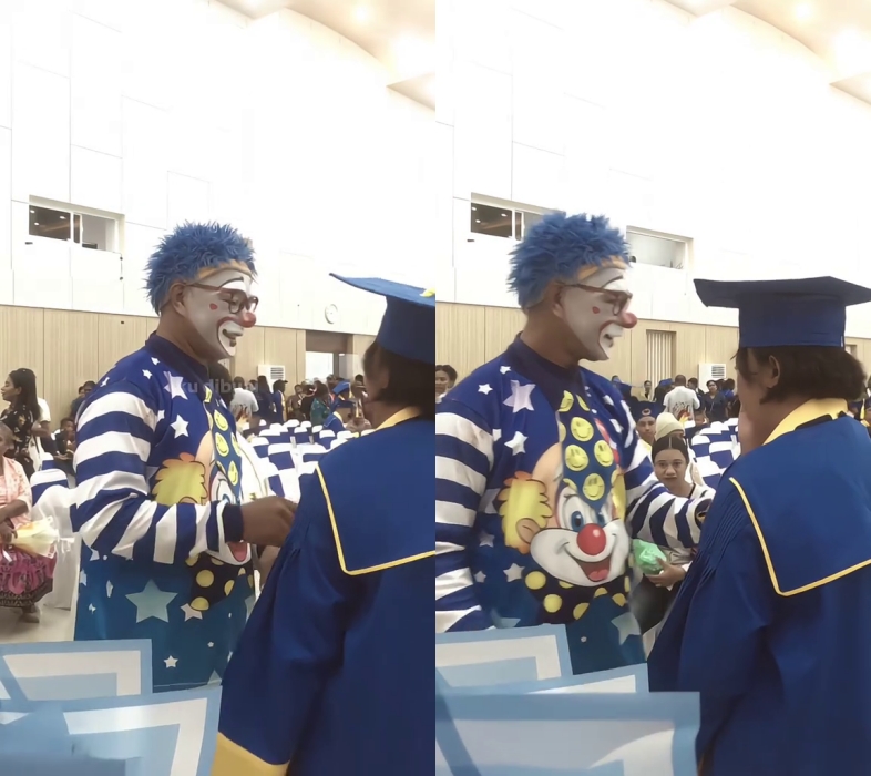 Viral wanita saat wisuda tak malu ayahnya pakai kostum badut, momennya menyentuh hati