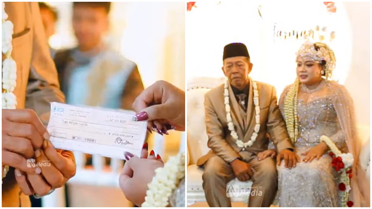 Viral pengantin wanita 24 tahun dipersunting pria usia 74, maharnya cek Rp3 miliar