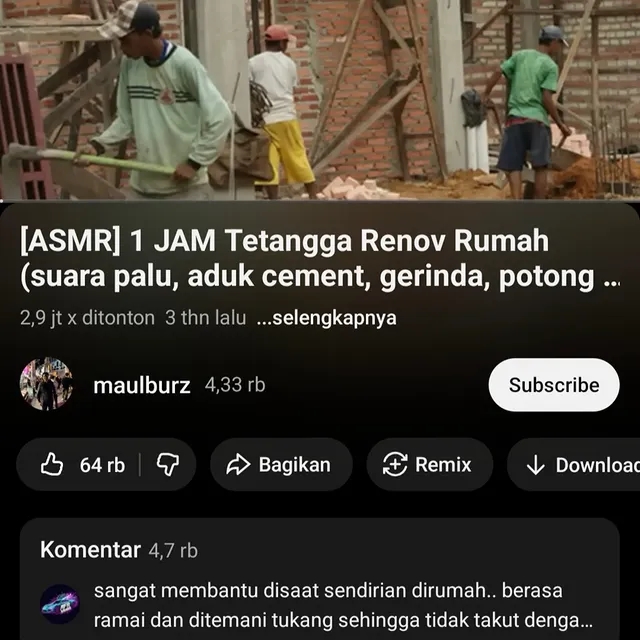 11 Rekomendasi video ASMR nyeleneh ini cocok jadi pengantar tidur, ada 1 jam suara renov rumah