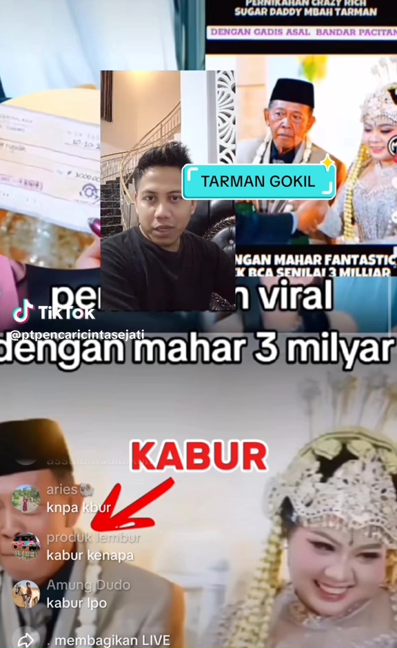 Kakek Tarman yang nikahi gadis 24 tahun kabur bawa motor istrinya, mahar cek Rp3 Miliar rupanya palsu