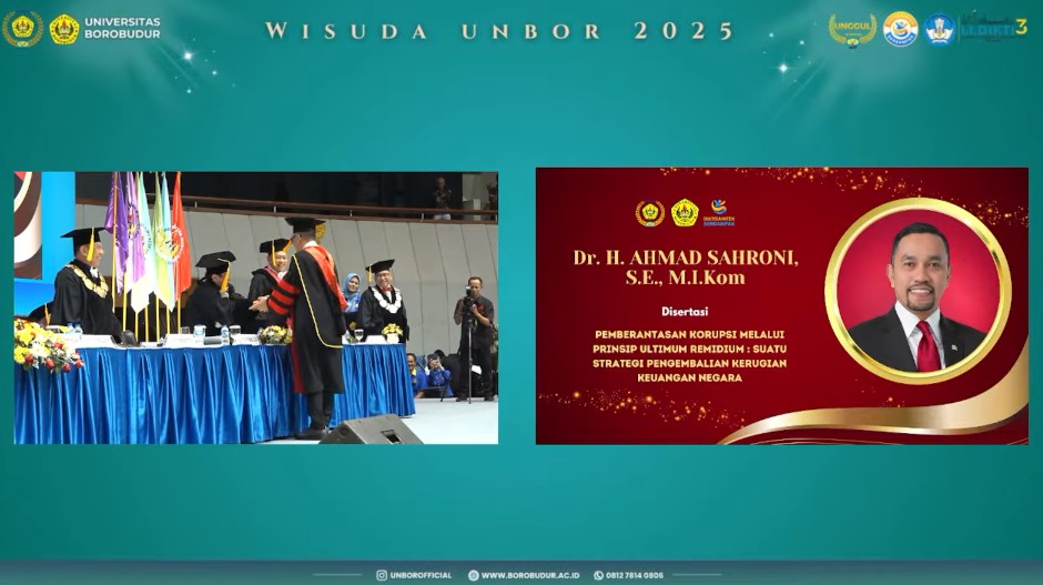 7 Potret Ahmad Sahroni wisuda S3 Universitas Borobudur, disertasinya soal pemberantasan korupsi
