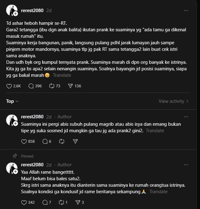 Wanita ini bagikan cerita tetangganya buat tren prank orang asing masuk rumah, bikin panik 1 kampung