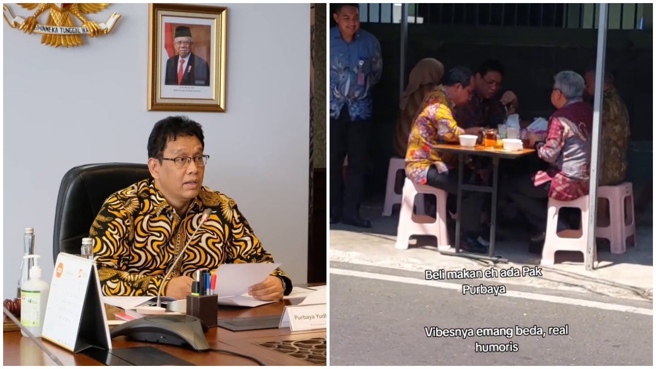 7 Potret Menkeu Purbaya jajan penyetan di pinggir jalan bareng pegawai, tanggapannya bikin salut
