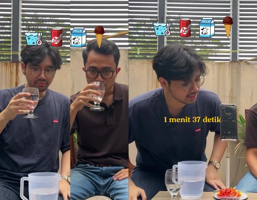Pria ini uji coba 3 minuman mana tercepat hilangkan pedas di lidah, ada yang berhasil dalam 12 detik