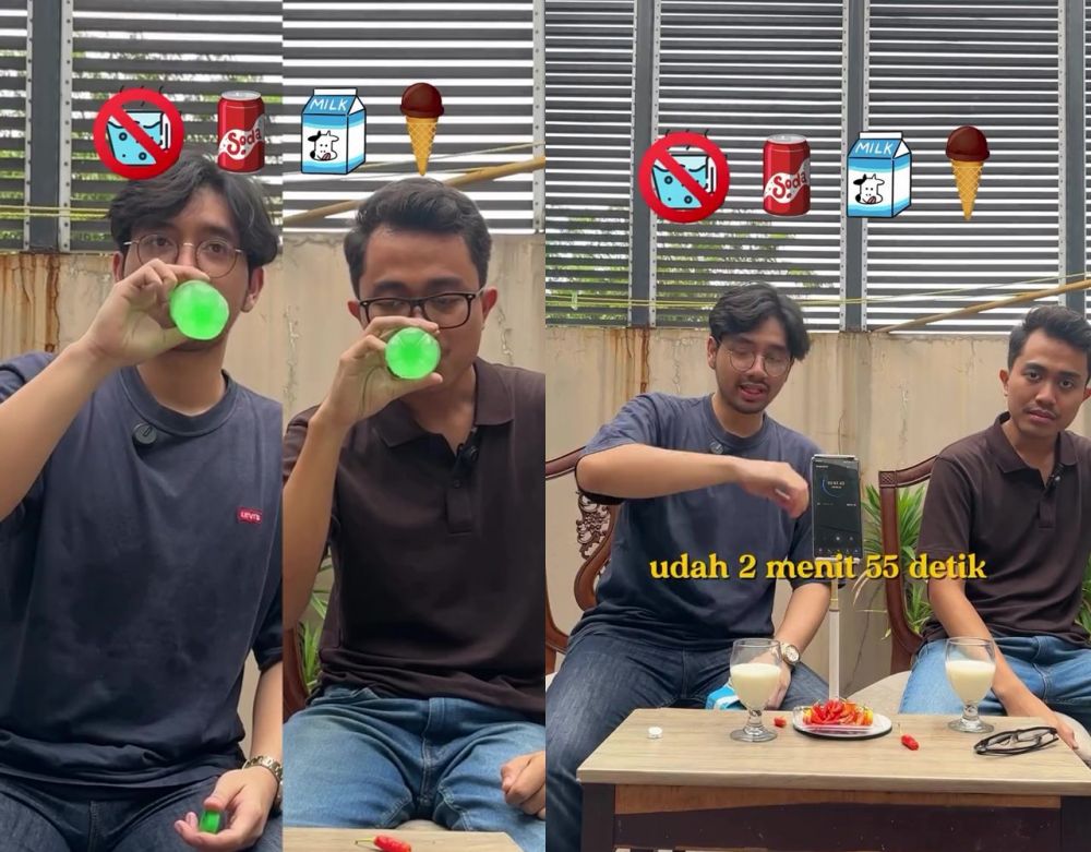 Pria ini uji coba 3 minuman mana tercepat hilangkan pedas di lidah, ada yang berhasil dalam 12 detik