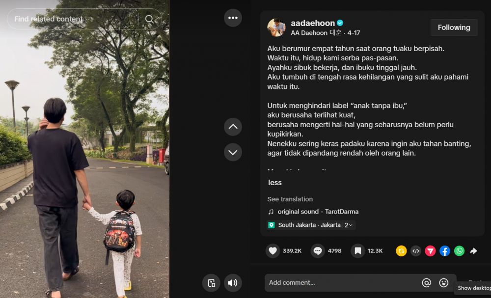Curhatan lawas Na Daehoon suami Jule bikin haru, ungkap lika-liku hidup sebagai anak broken home