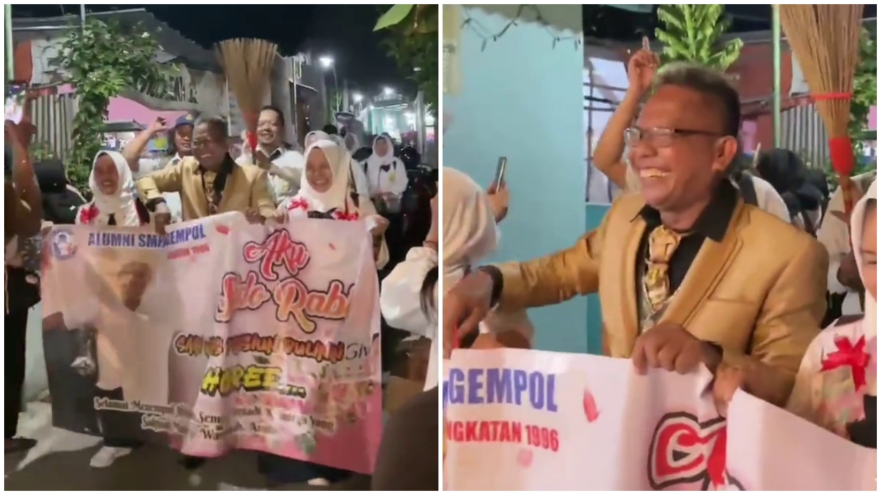 Teman seangkatan menikah di usia 45 tahun, alumni datang dengan cosplay seragam masa SMP bikin ngakak