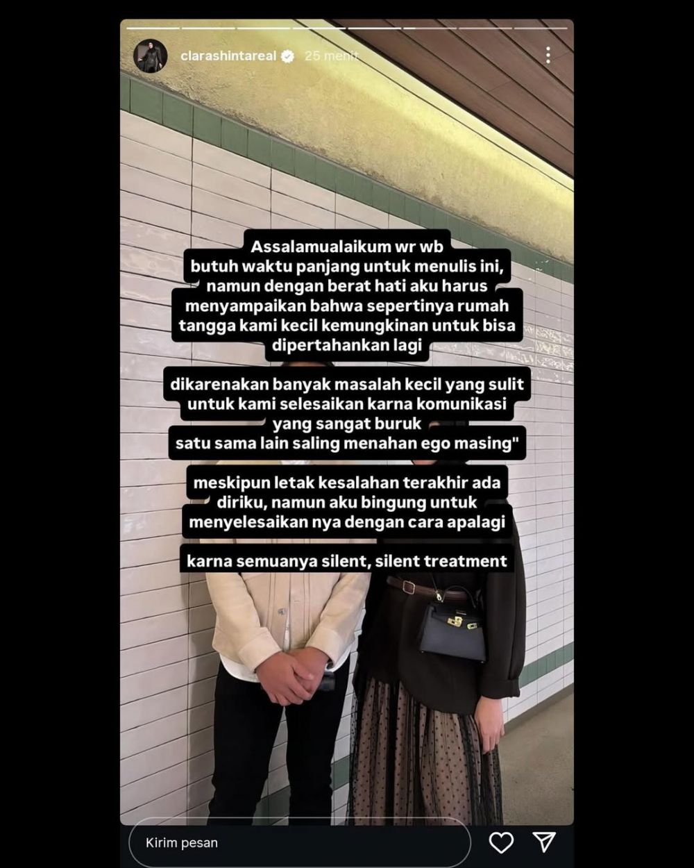 Baru menikah 2 bulan, Clara Shinta umumkan pisah rumah dari suami, ungkap awal masalah rumah tangganya