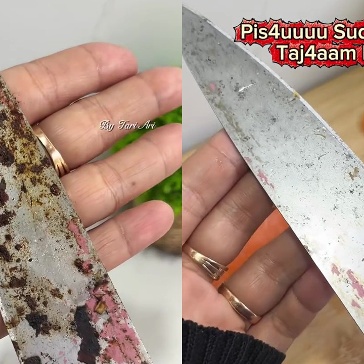 Tak perlu ganti baru, pisau dekil berkarat bisa kinclong dan tajam lagi cuma pakai 1 bahan rumahan ini