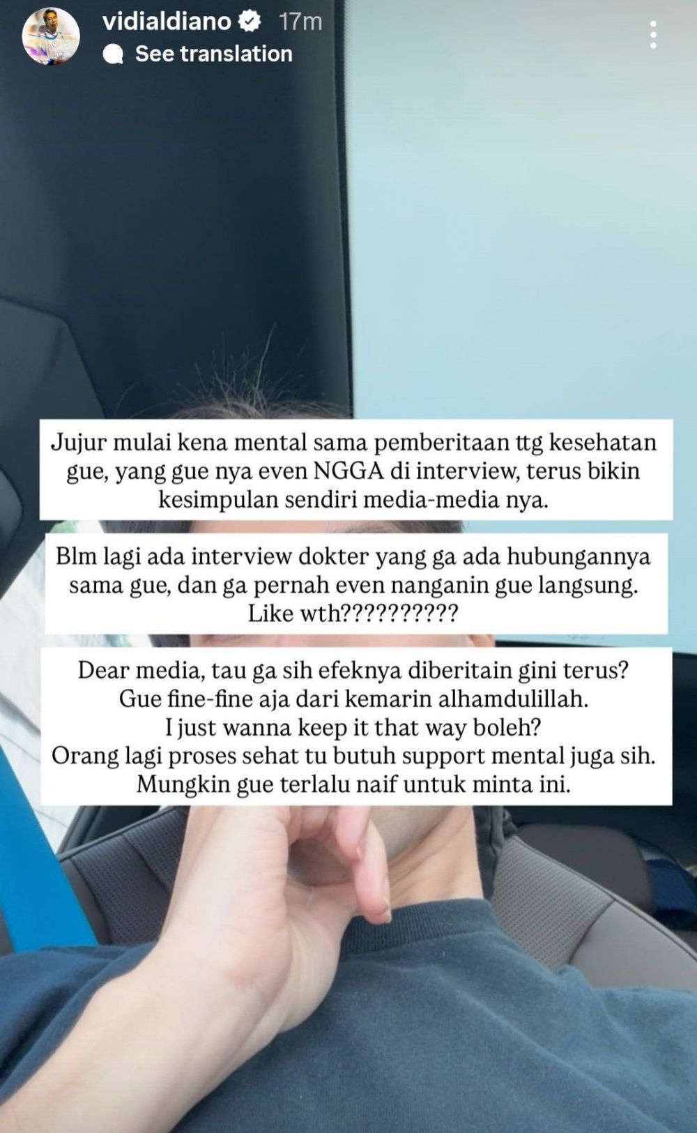 Vidi Aldiano curhat kena mental gegara berita miring soal penyakitnya, butuh dukungan agar sembuh