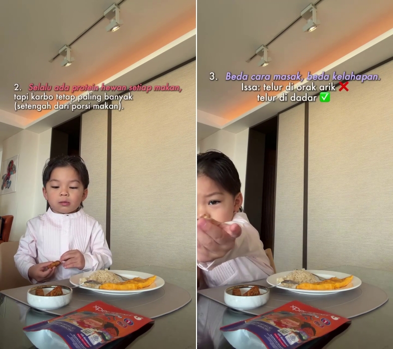 Nikita Willy bagikan menu makan Issa Xanders, lauknya simpel lahap makan telur dadar dan tempe goreng