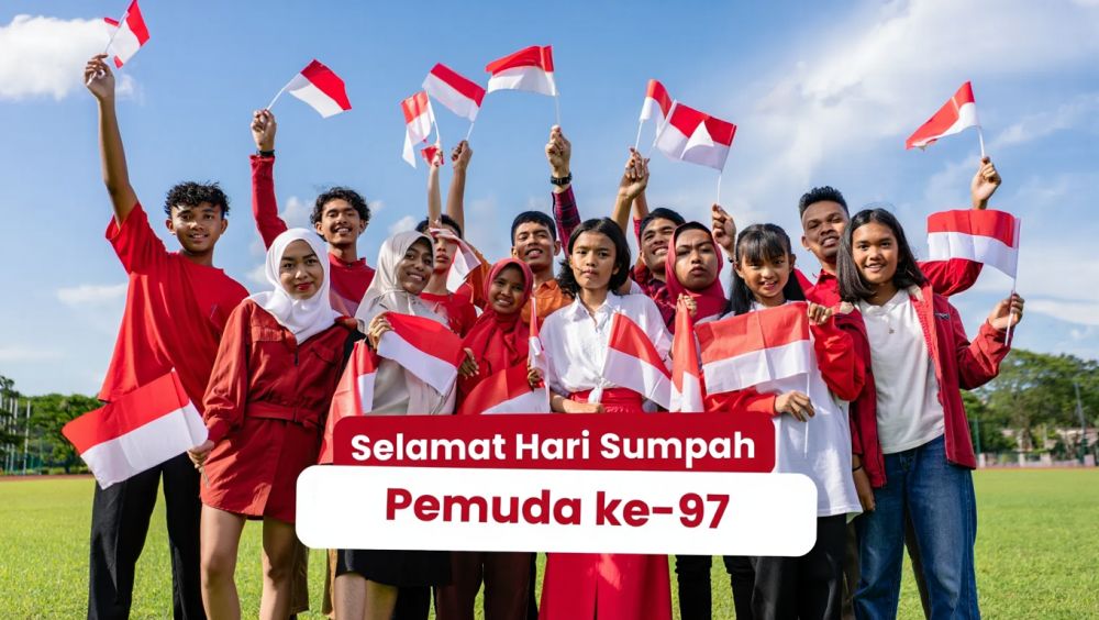 100 Ucapan Hari Sumpah Pemuda ke-97 2025, semangat pemuda pemudi bergerak, Indonesia bersatu