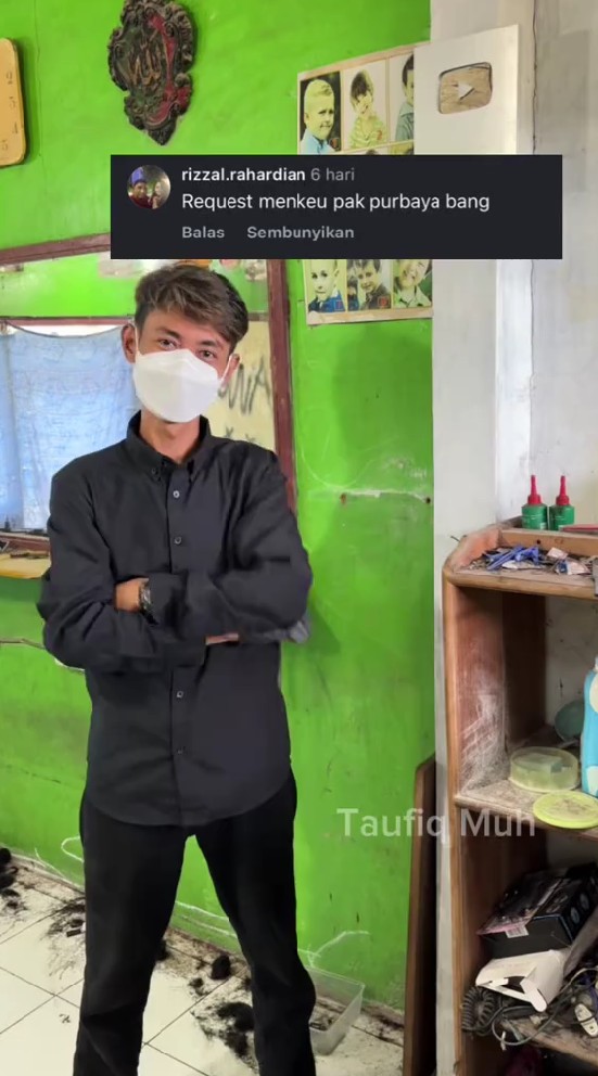 Viral tukang cukur bikin wajah Purbaya dari sisa potongan rambut, 9 potretnya ini sampai dipuji Menkeu