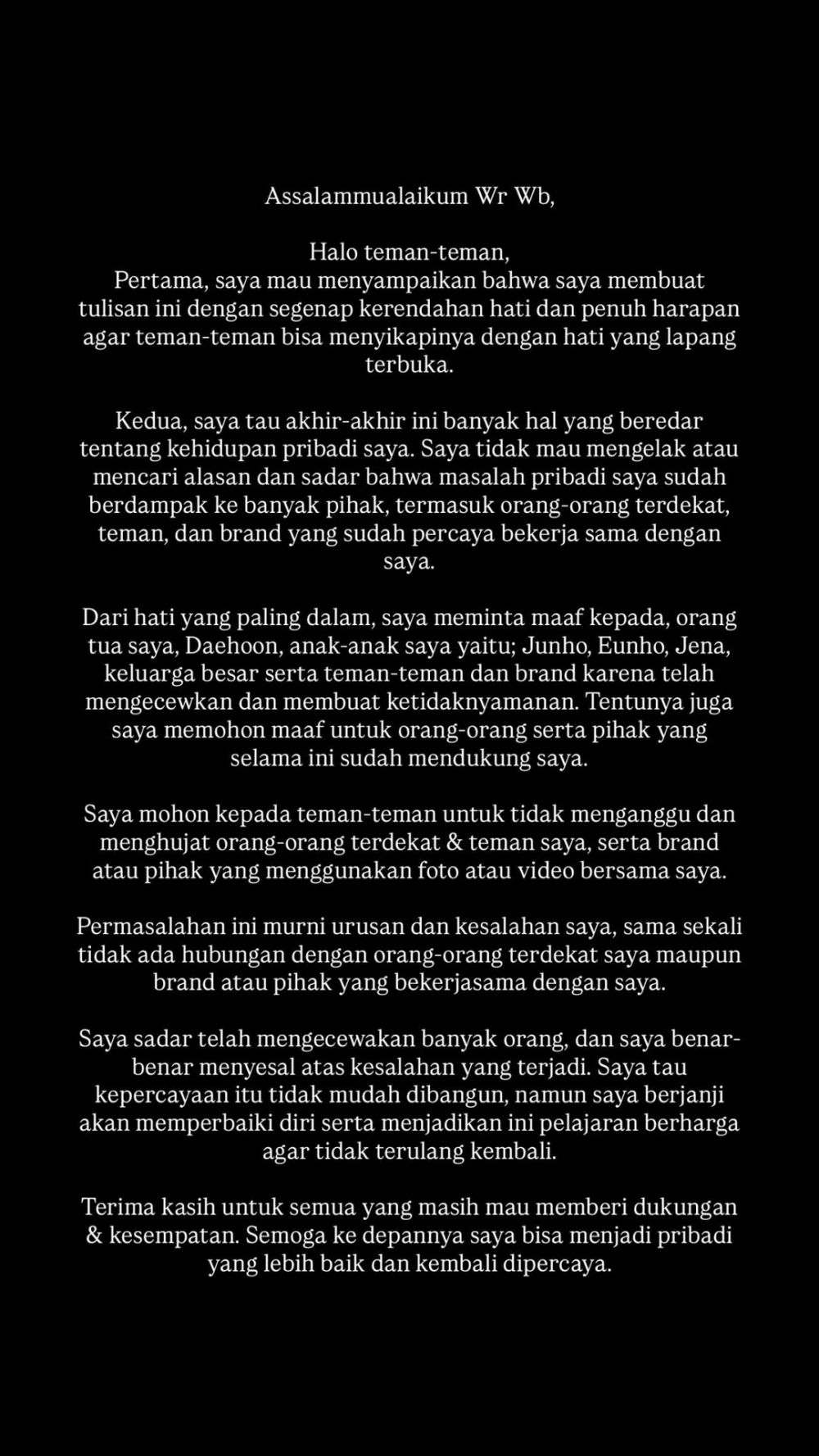 Jule istri Na Daehoon akhirnya nongol, tak bantah perselingkuhan, begini isi lengkap klarifikasinya