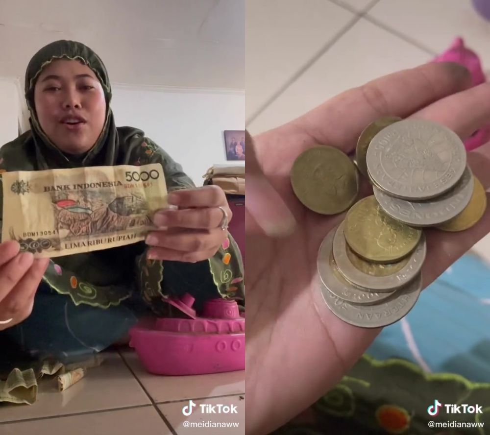 Wanita ini lupa bongkar celengan sejak SD, pas dibuka isinya bikin tercengang, warganet auto salfok