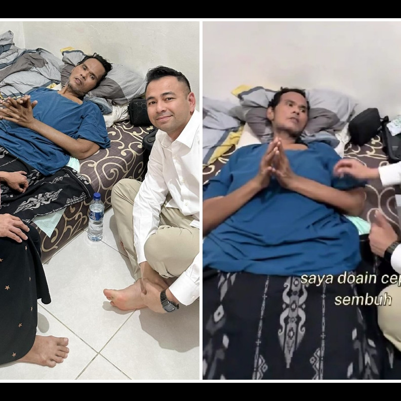Raffi Ahmad jenguk Fahmi Bo yang terbaring lemah di rumah, janji hal ini demi kesembuhan sang komedian