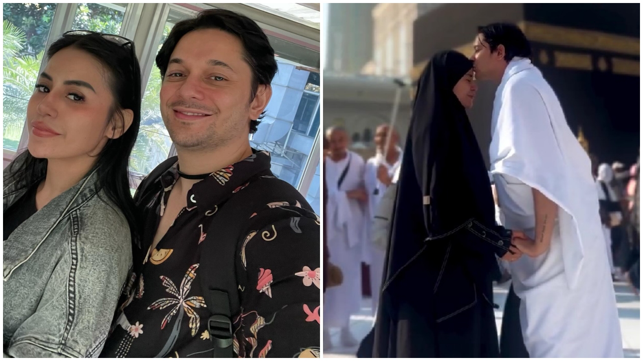 9 Potret Andrew Andika dan dan Violentina Kaif umrah bareng, pamer buku nikah di depan Kabah