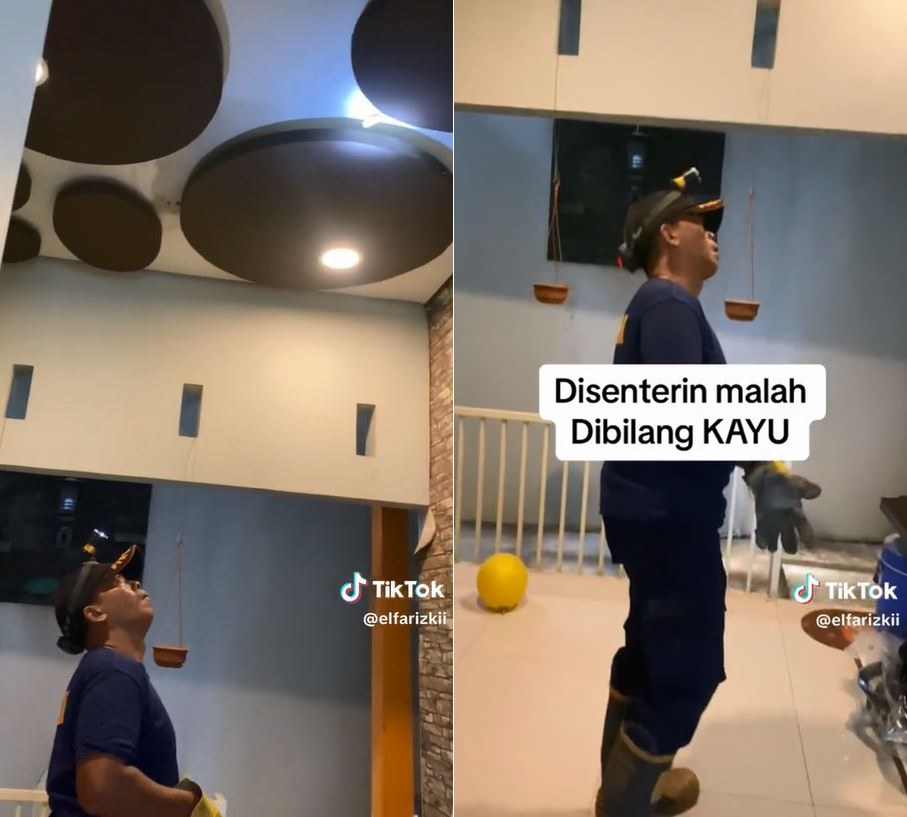 Bukti damkar cepat tanggap, momen evakuasi benda aneh disangka ular di atap ini endingya bikin kaget