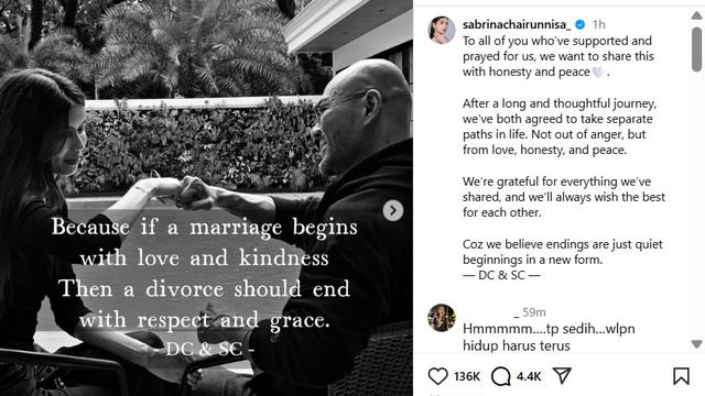 Pengakuan jujur Deddy Corbuzier dan Sabrina Chairunnisa soal perceraian, “kami berpisah dengan cinta”