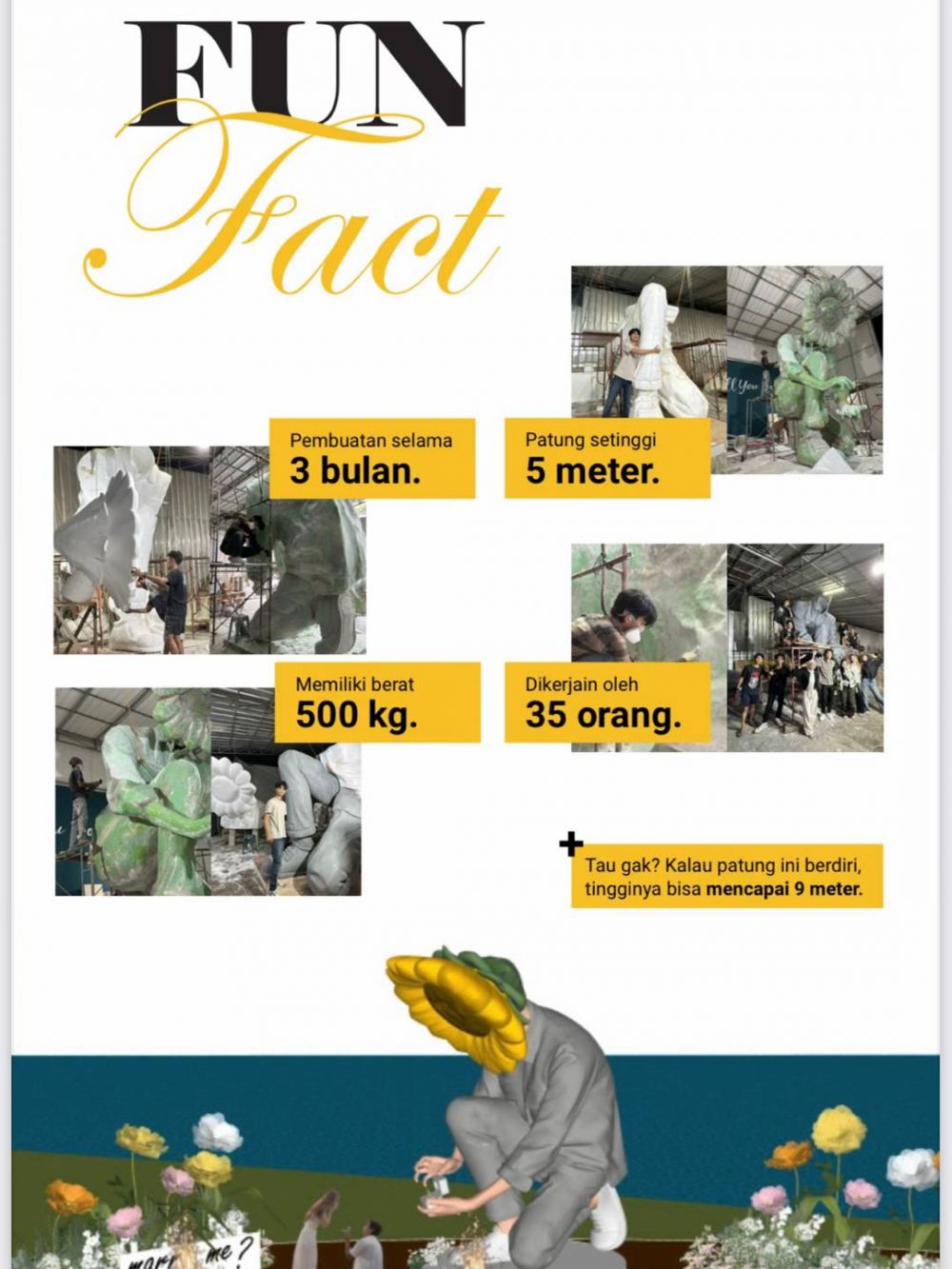 Usahanya totalitas abis, viral pria niat banget buat patung bunga matahari raksasa untuk lamar kekasih