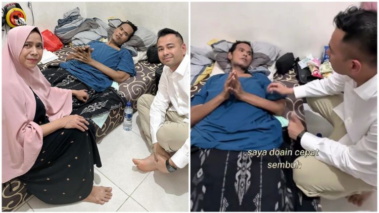 5 Potret seleb jenguk Fahmi Bo yang sakit stroke, Raffi Ahmad beri janji biaya pengobatan