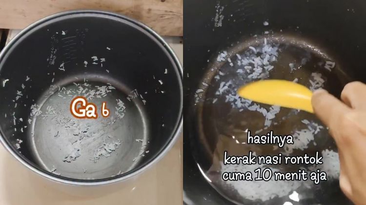 Bukan direbus atau direndam semalaman, ini trik atasi kerak nasi di panci rice cooker dalam 10 menit