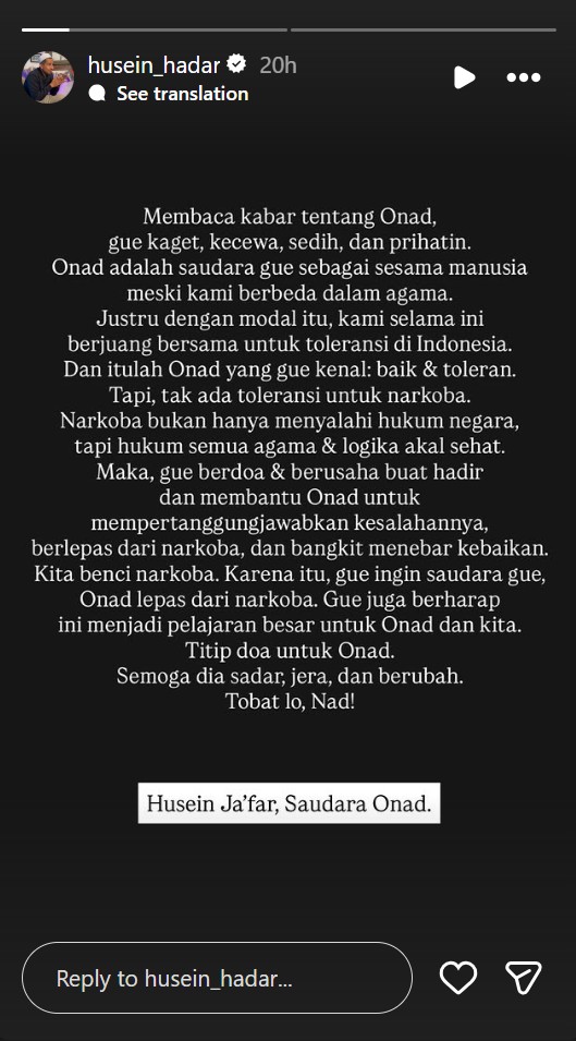 Onadio Leonard ditangkap karena narkoba, begini respons dari para sahabat, Habib Ja'far kecewa