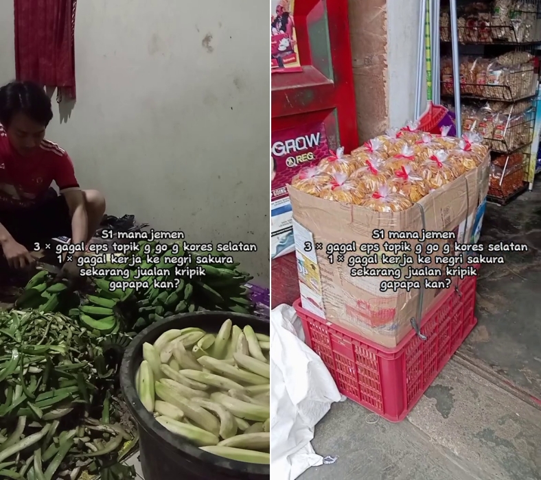 Pria ini curhat lulus S-1 manajemen tapi gagal kerja ke luar negeri, kini tak gengsi jualan keripik