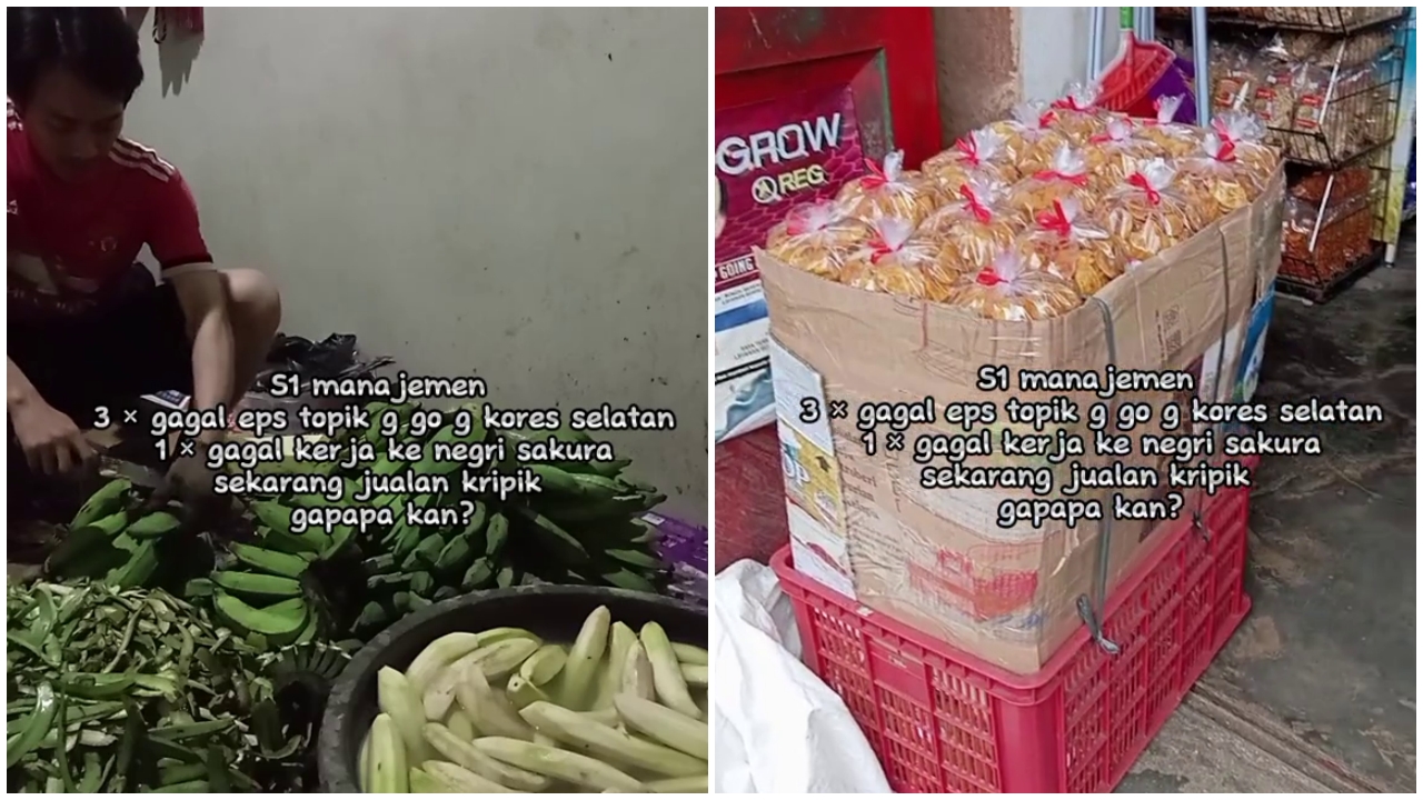 Pria ini curhat lulus S-1 manajemen tapi gagal kerja ke luar negeri, kini tak gengsi jualan keripik