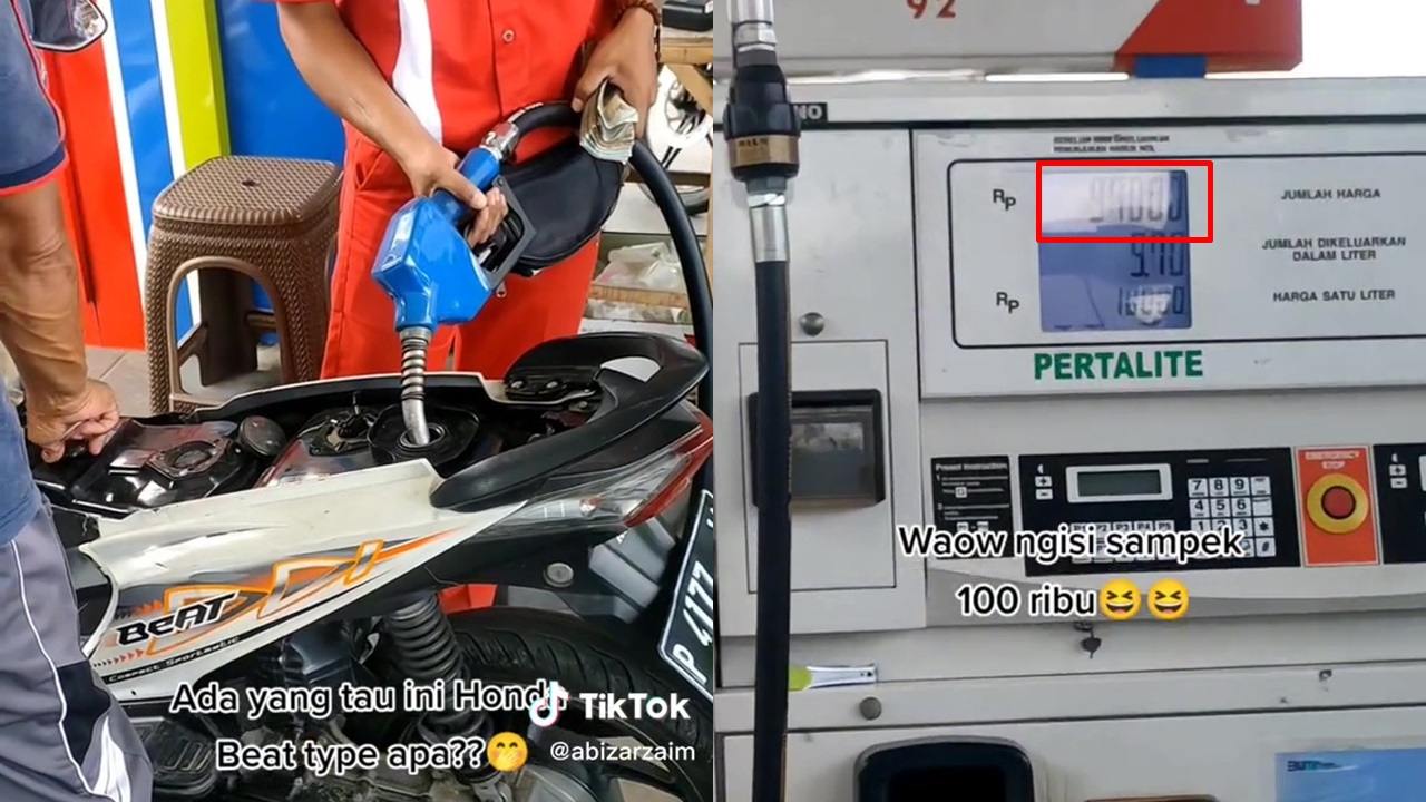 Penampakan motor matic nyeleneh di pom bensin, tampilannya bikin warganet bengong, ini tipe apa?