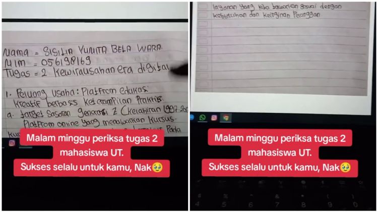 Tak punya laptop, mahasiswa ini kerjakan tugas pakai tulisan tangan, pesannya untuk dosen bikin haru