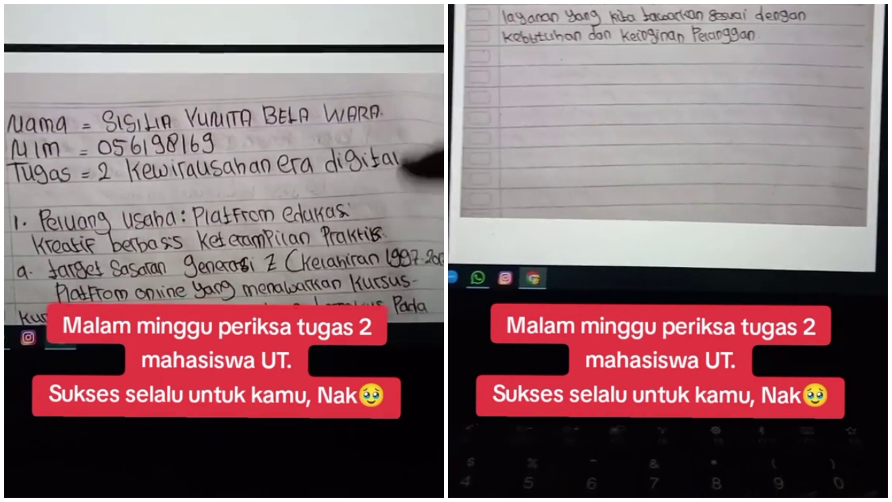 Tak punya laptop, mahasiswa ini kerjakan tugas pakai tulisan tangan, pesannya untuk dosen bikin haru