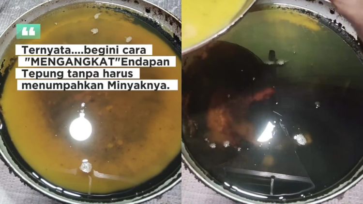 Ilmu mahal! Wanita ini bagikan cara buang endapan tepung di minyak bekas tanpa disaring atau dituang