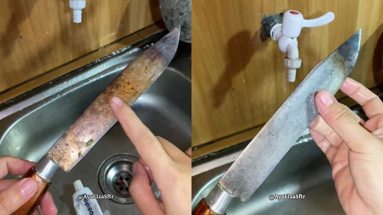 Trik mengembalikan ketajaman pisau tumpul pakai 1 bahan rumahan ini, bonus kerak auto minggat