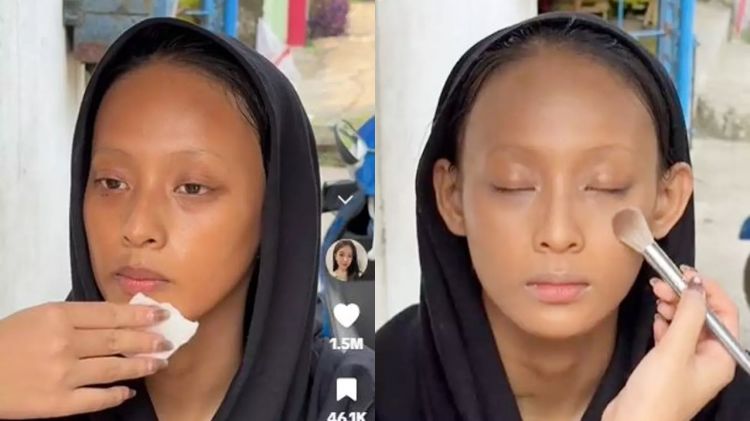 Penjual es disulap dengan natural makeup, netizen kaget hasilnya mirip banget sama Erika Carlina