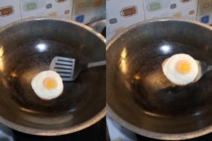 Tanpa minyak atau teflon, wanita ini punya trik goreng telur biar tak lengket meski pakai wajan jadul