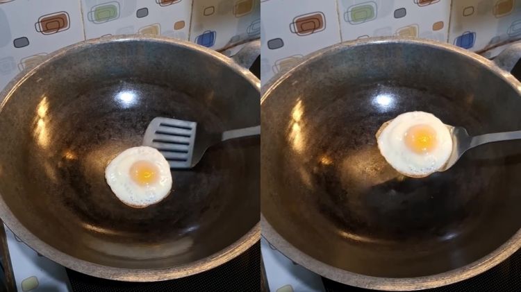 Tanpa minyak atau teflon, wanita ini punya trik goreng telur biar tak lengket meski pakai wajan jadul