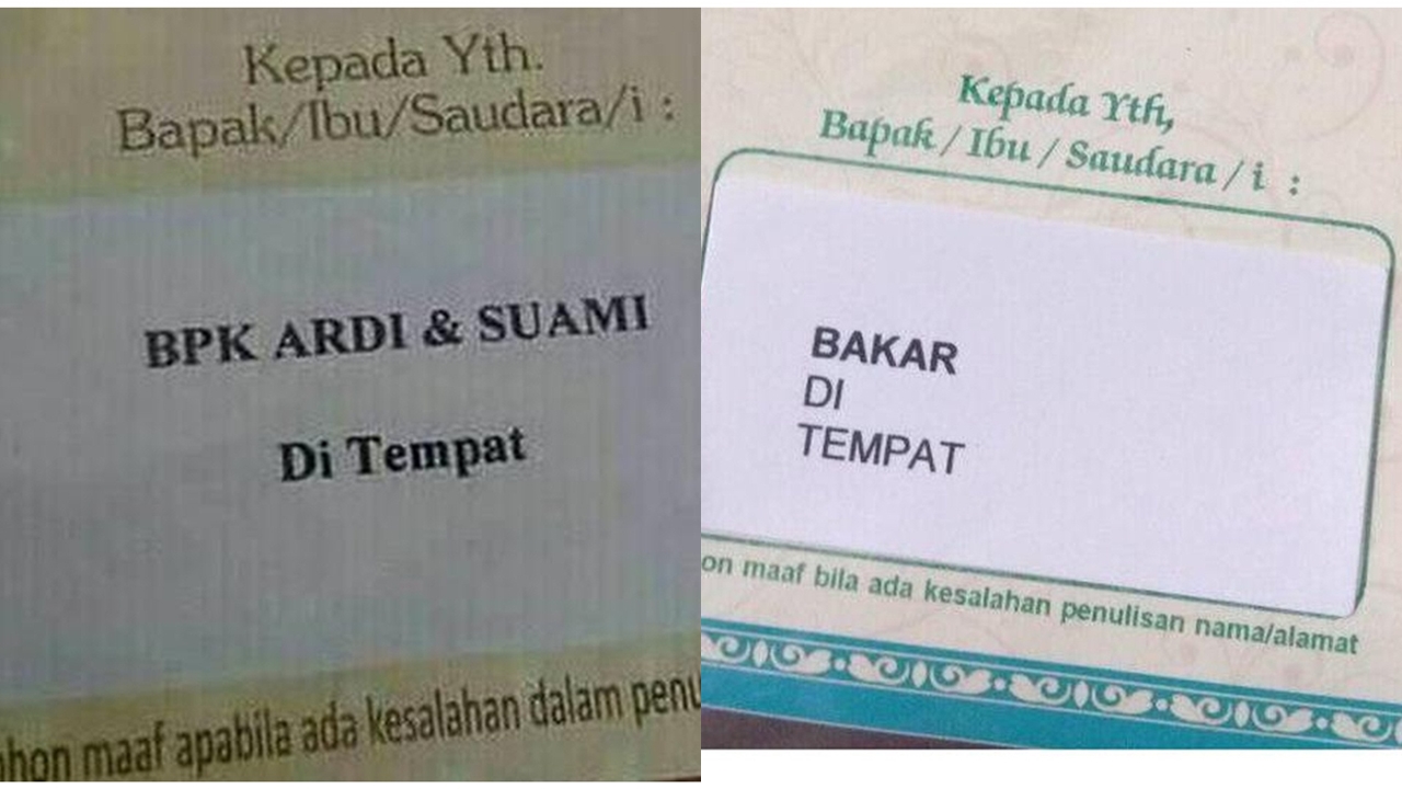 15 Tulisan lucu di undangan pernikahan ini bikin ngakak, ada yang sampai salah tulis nama