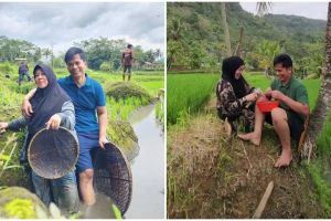 Tetap sederhana, intip 9 potret keseharian Endang Mulyana ayah Lesty Kejora bertani di sawah