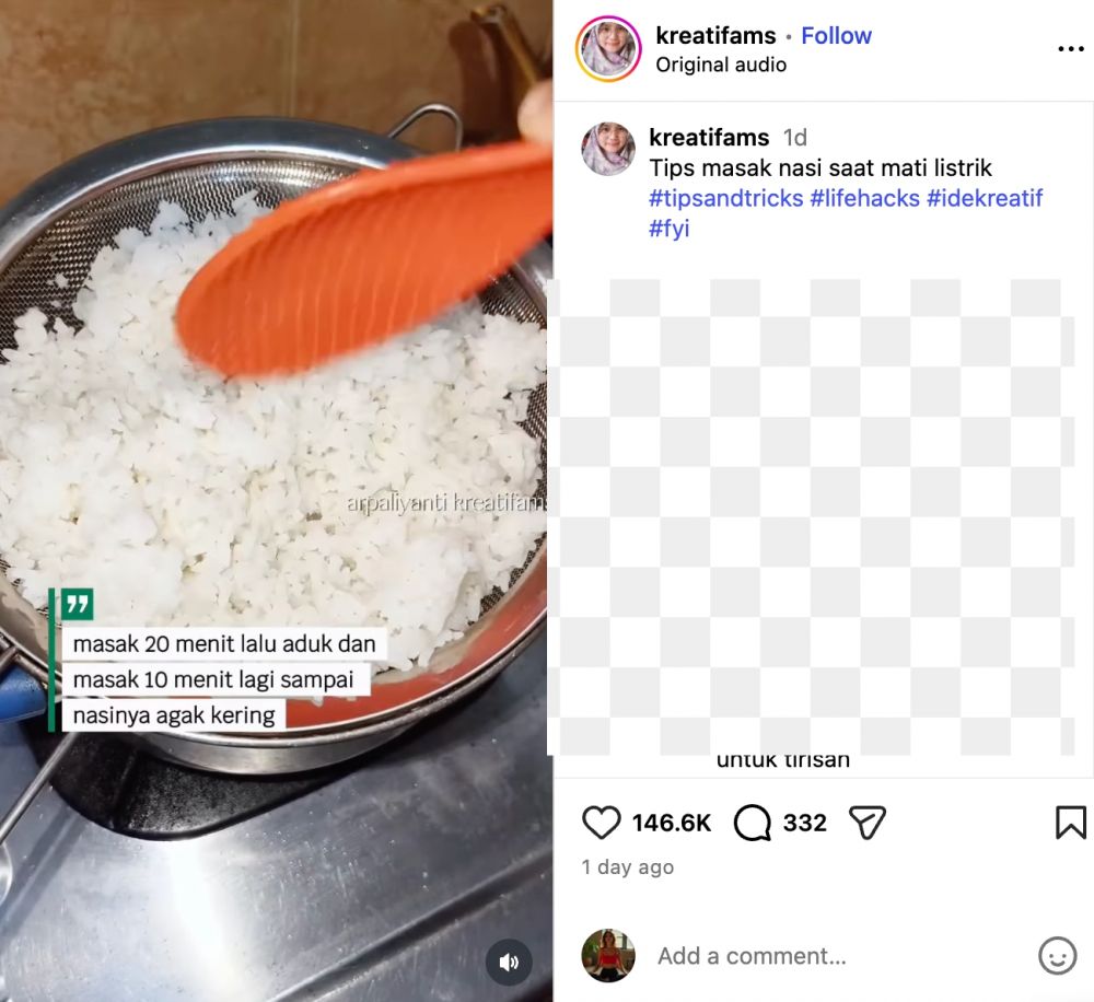 Masak nasi tanpa magic com & panci khusus dengan trik kreatif ini, matang dalam 30 menit