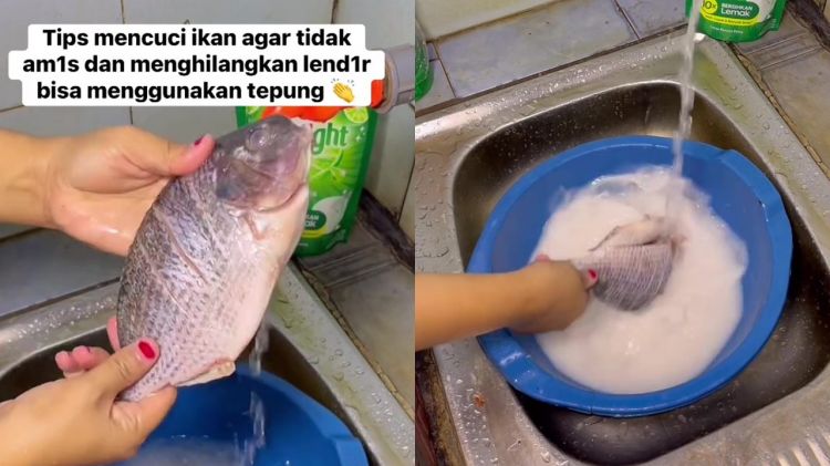 Trik cuci ikan berlendir dan bau amis supaya hasilnya bersih kesat, rahasianya di 1 bahan dapur ini