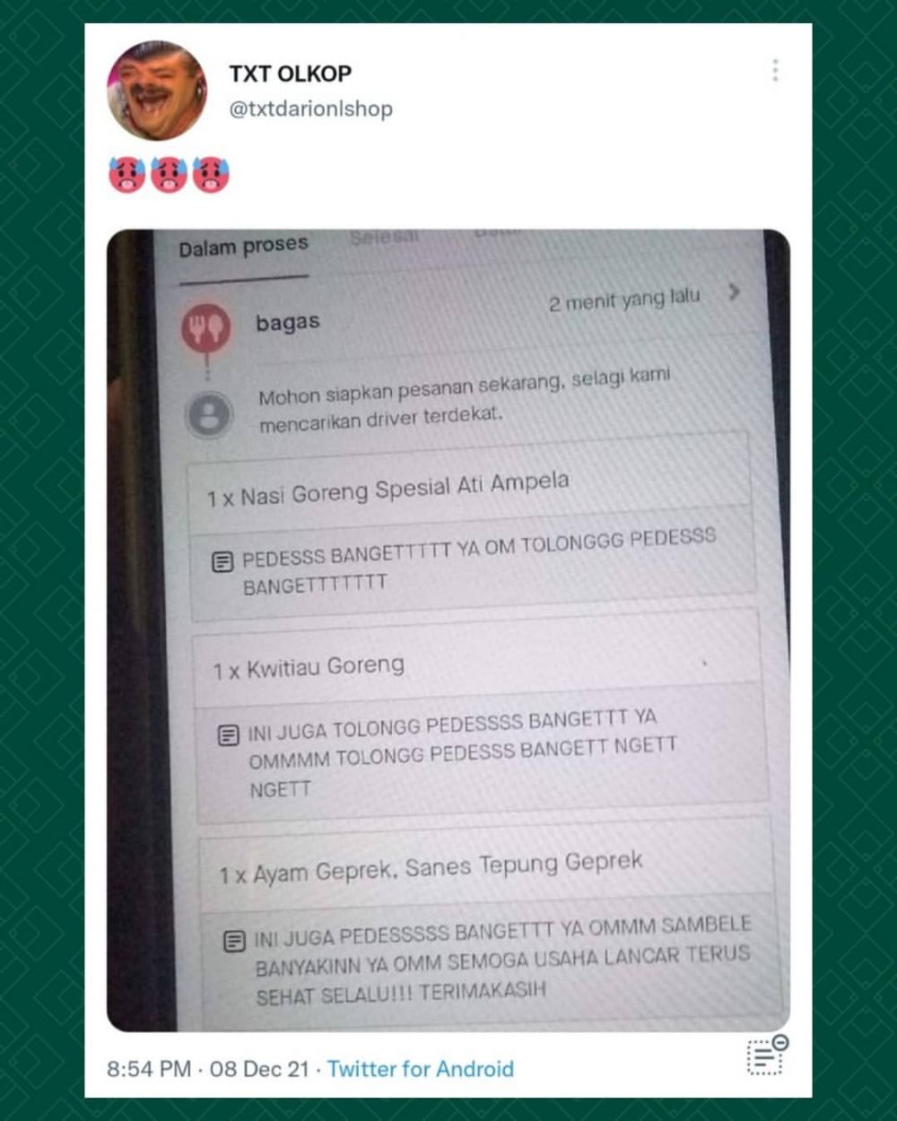 11 Catatan kocak pelanggan di aplikasi ojek online ini bikin penjual dan driver bingung tapi lucu